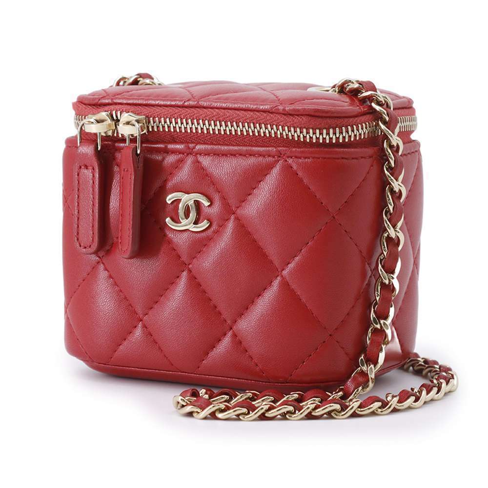 Chanel Accessory Bag Vanity Matelasse Lambskin Pouch Mark Coco - Picture 2 of 11